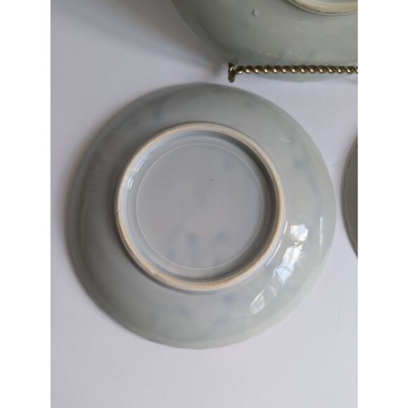 Red Crowned Crane Japanese Celadon Porcelain Early 20th Century Vintage Plates - Picture 11 of 16